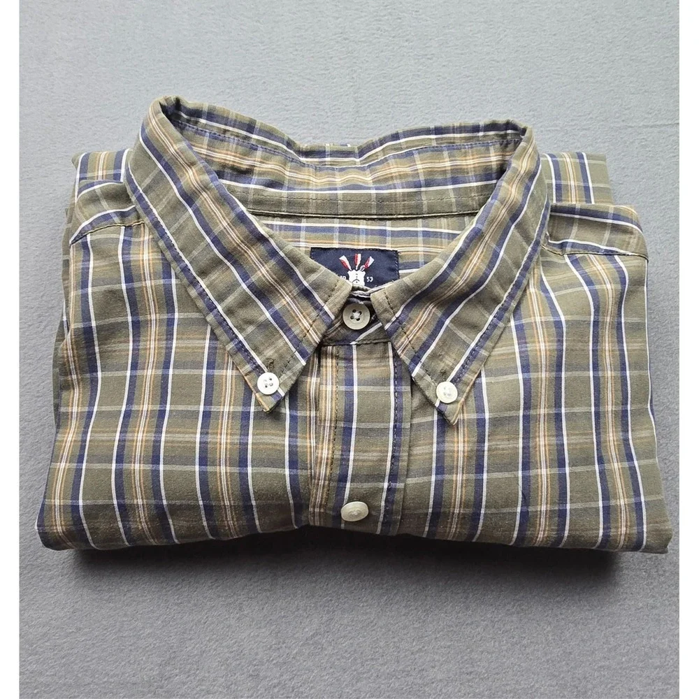Ivy Crew Mens‎ XL Long Sleeve Button Down Green Check Shirt